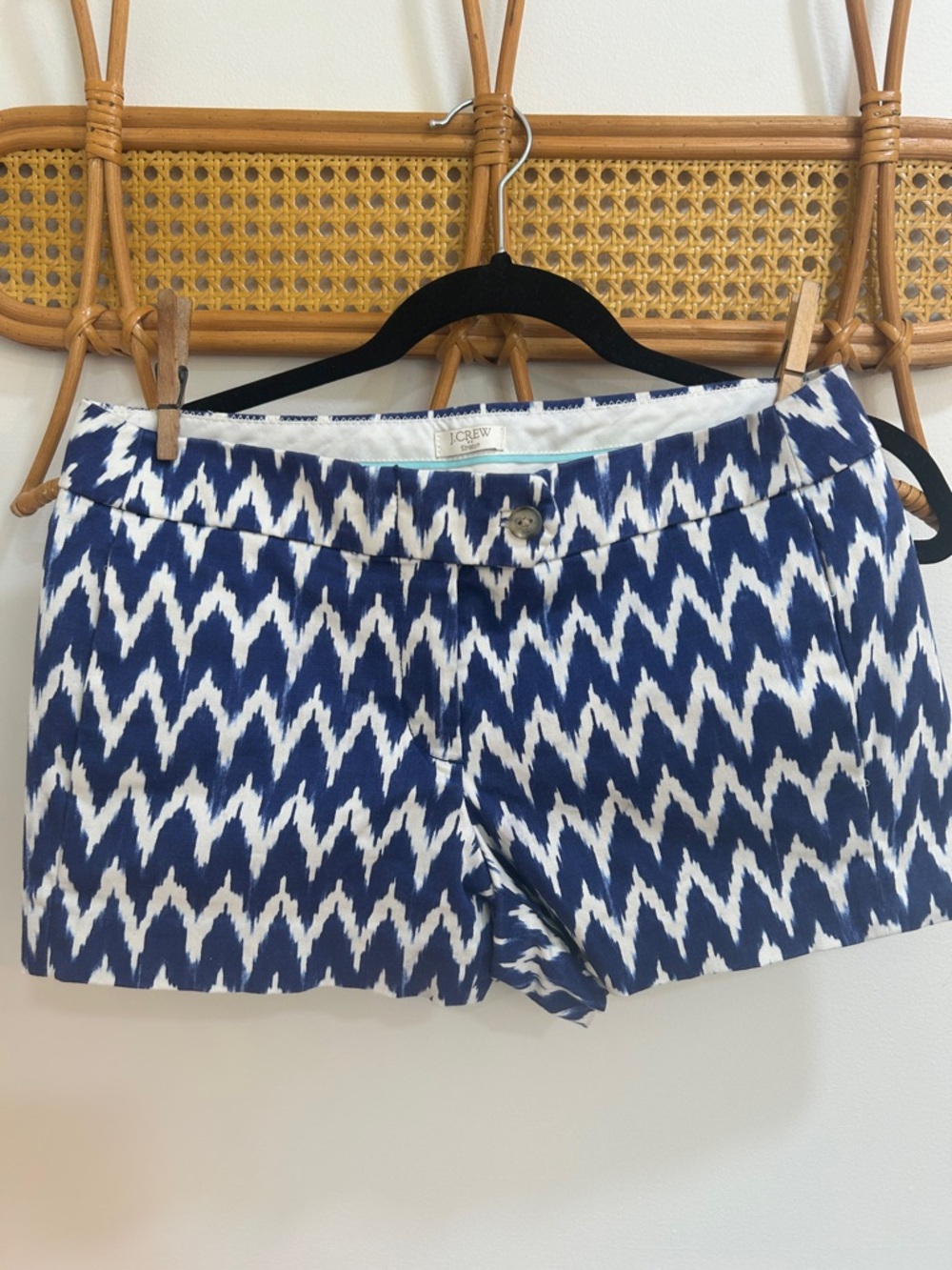 J. Crew Blue and White Ikat Cotton Shorts